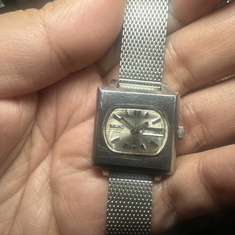 VTG SEIKO 2706-7000 Ladies WATCH 21 JEWELS AUTOMATIC Silver DIAL‎ 26mm - REPAIR